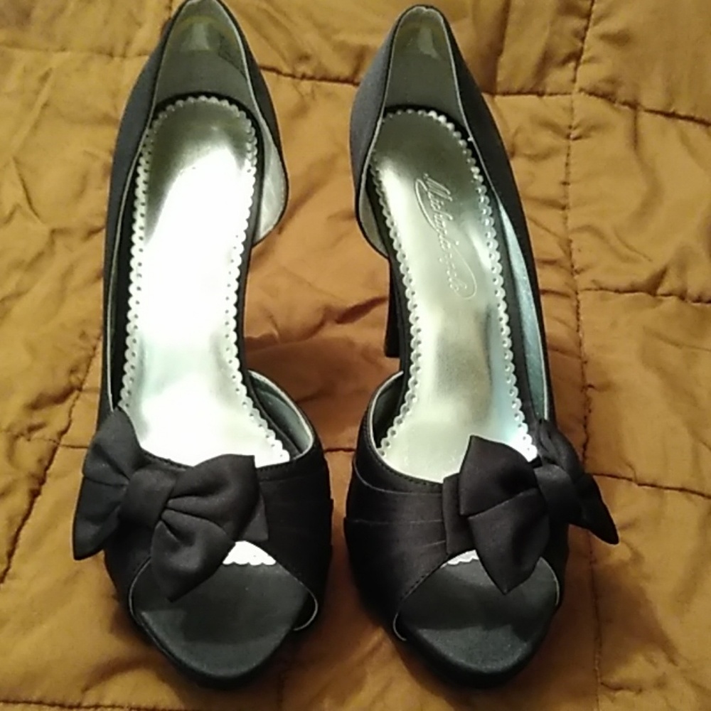 Michaelangelo black satin peep toe - Picture 2 of 6